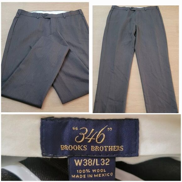Brooks Brothers 346 Dress Pants Mens 38x32 Brown Wool Slacks Business Formal - Picture 1 of 10